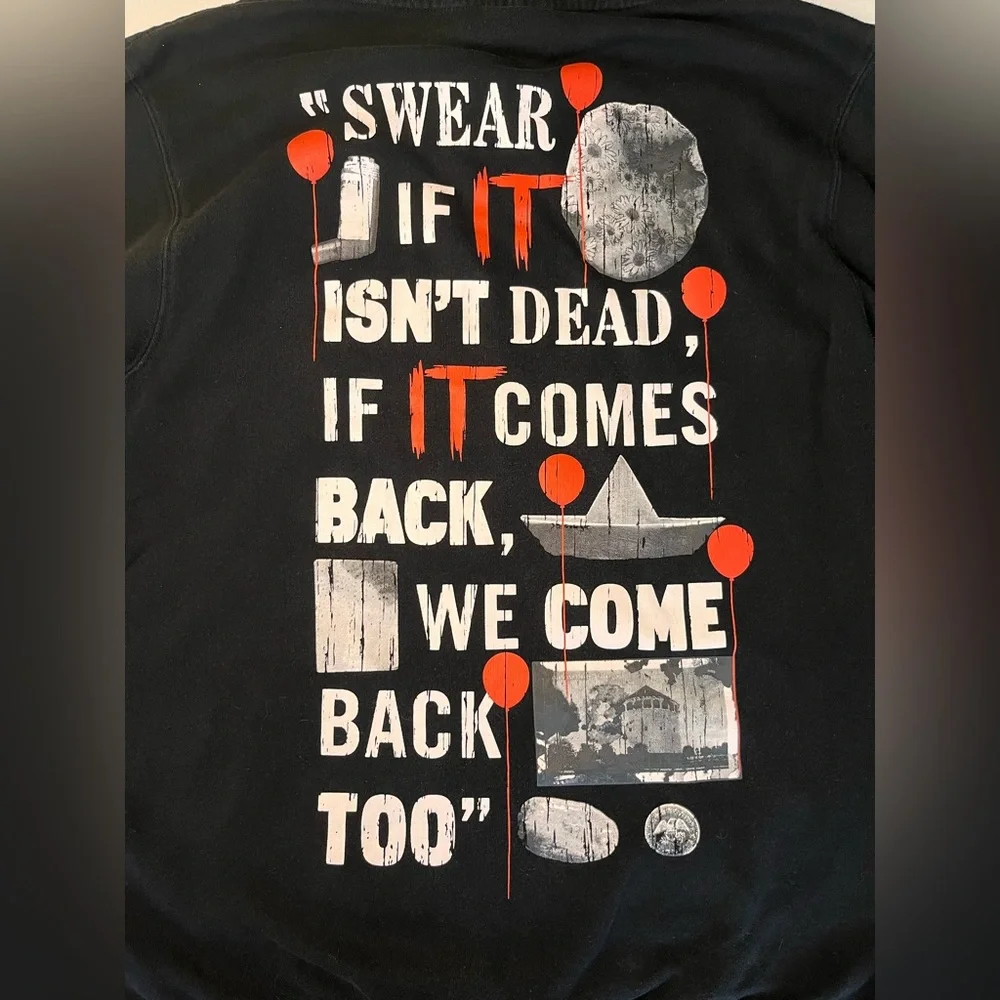 IT Chapter Two Men’s Pullover Hoodie Sweatshirt XL Black Pennywise‎ Movie Rare